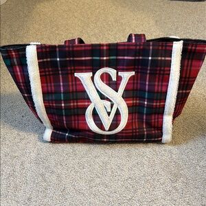 Victoria's Secret Red and White Tartan Tote
